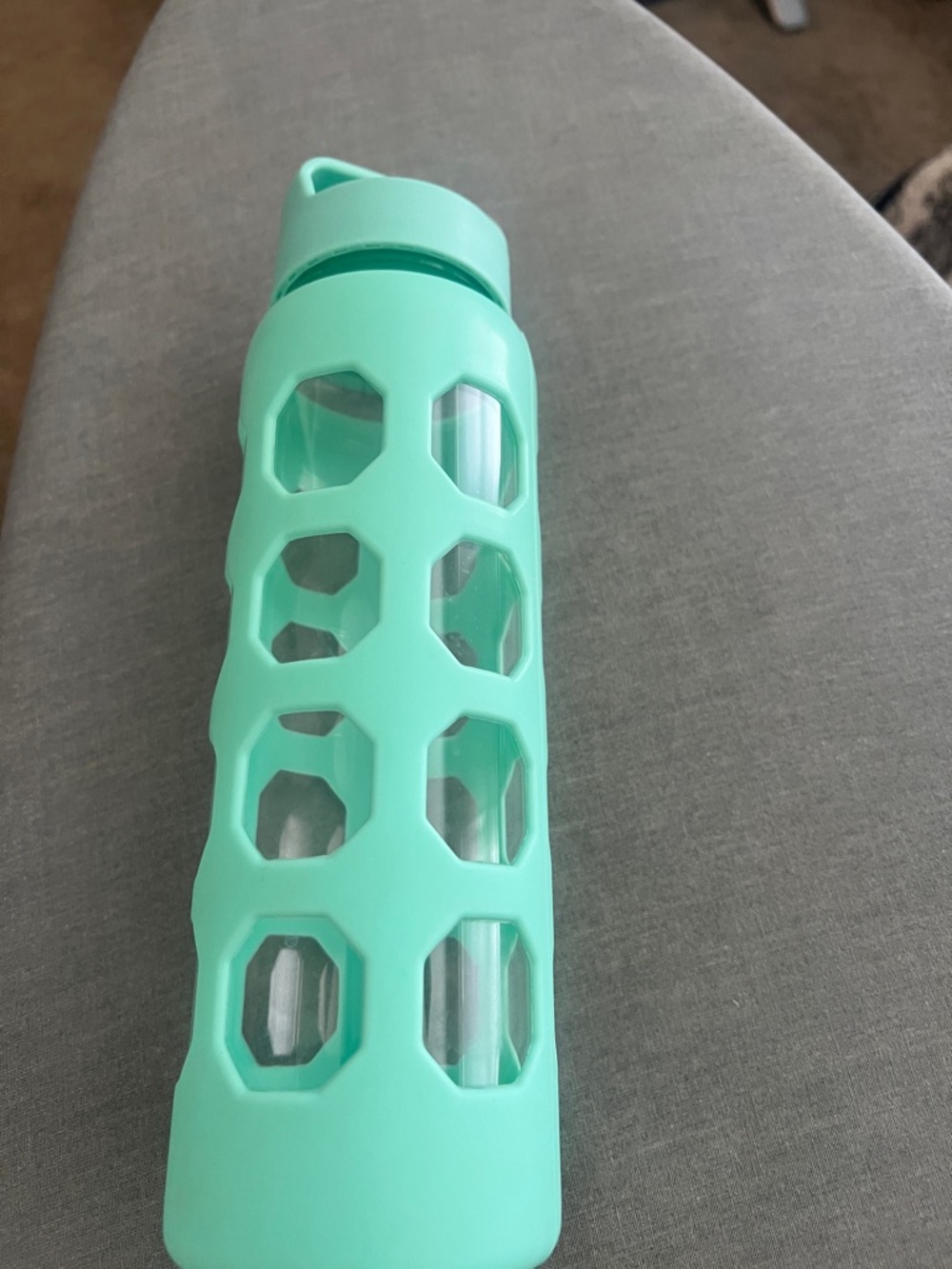 Glass Water Bottle with Mint Green Silicone Sleeve